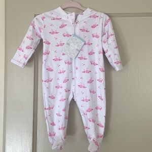 NWT 0-3 month Kissy Kissy Pink Whale Wishes Footie with zip